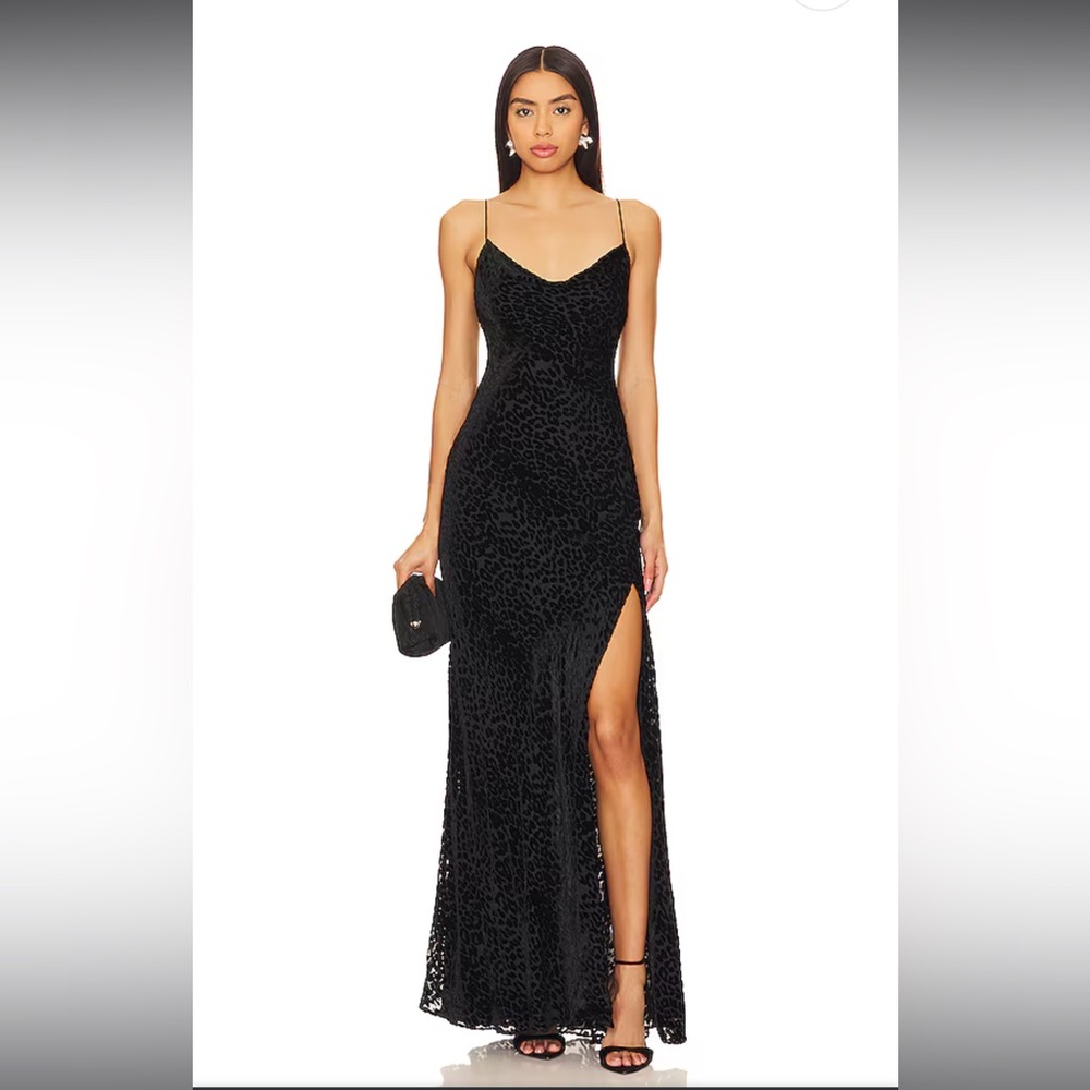 Ariel Asym Cowl Gown in Black